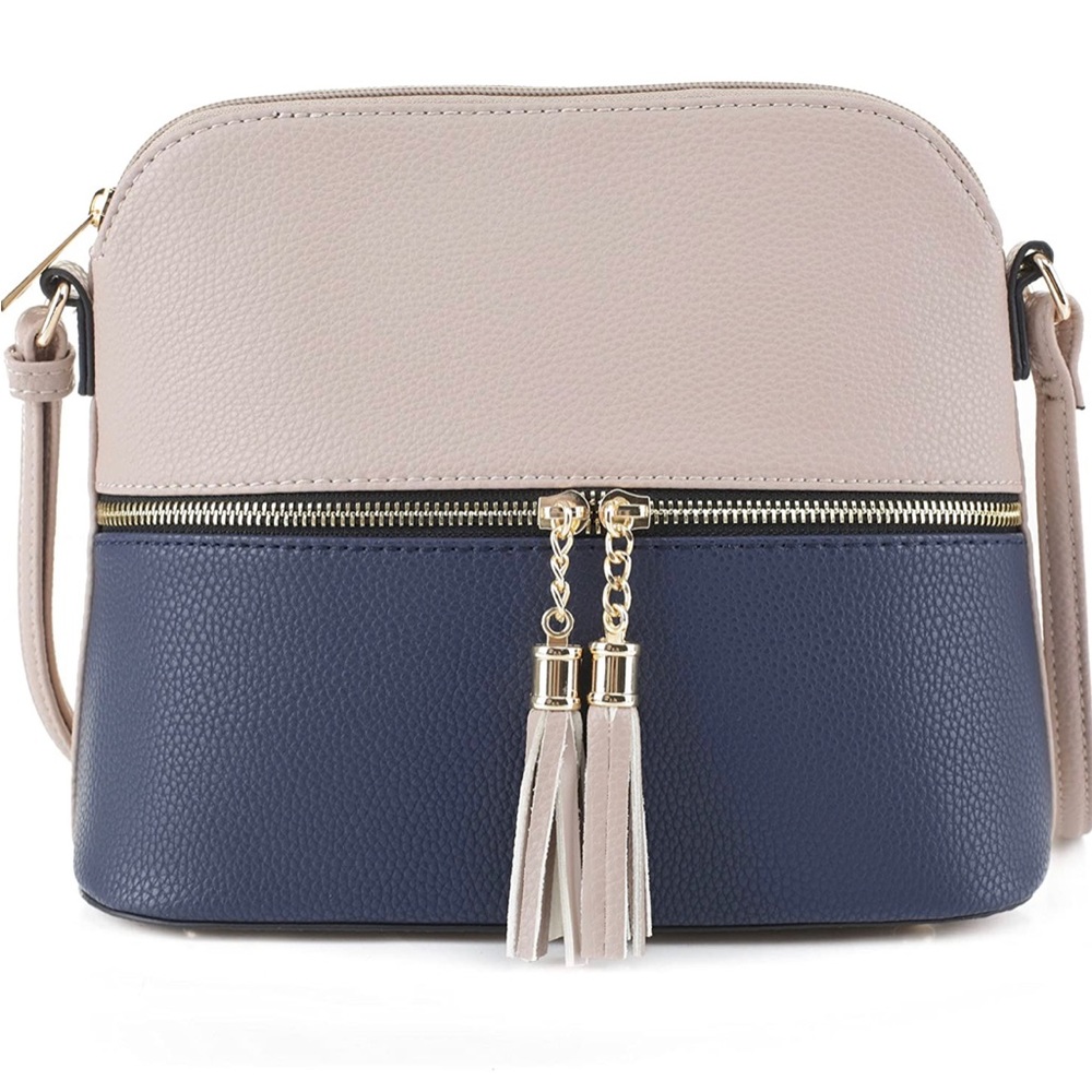 SG SUGU Lunar Lightweight Medium Dome Crossbody Bag Shoulder Bag with Tassel |